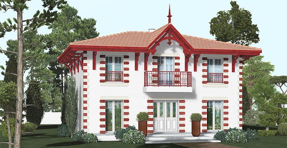 Maison-classique-Bastide-Arcachonnaise-tout-rouge