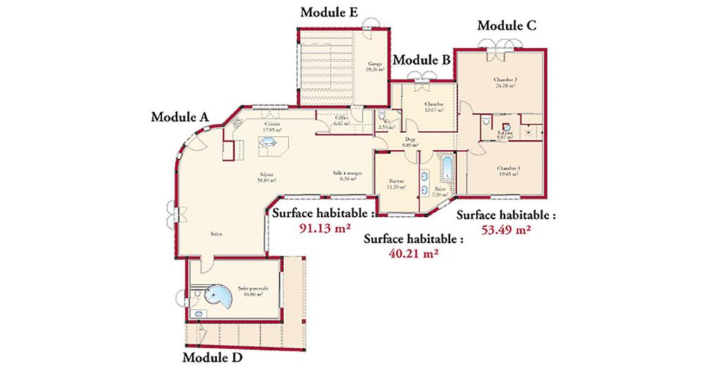 Plan-maison-en-V-Charente-Oceane-201m2