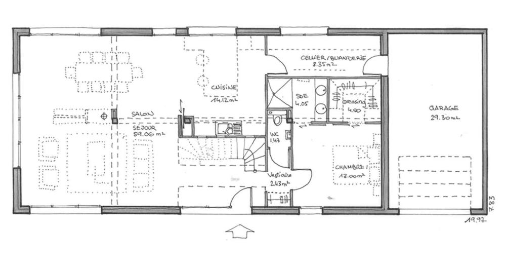 Plan maison moderne rdc 110m2