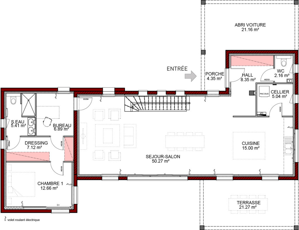 plan Maison contemporaine Béarn 162