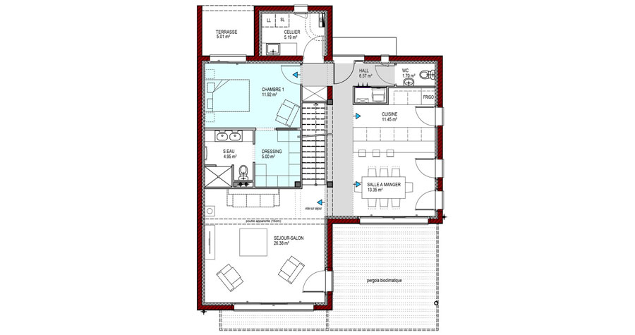 plan-maison-urban-rez de chaussée