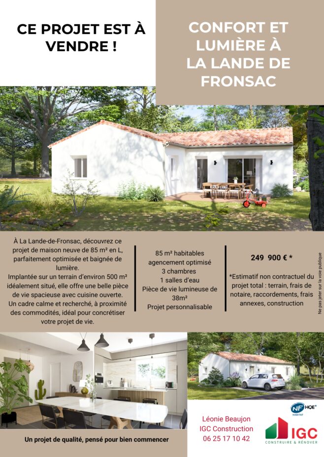 Maison avec terrain La lande-de-fronsac  (Gironde 33)